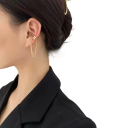 Boucle d'oreille double avec chaîne pour cartilage style punk moderne pour femmes look hip-hop bijoux tendance pour fête Noël mariage anniversaire 3