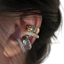 Boucle d'oreille double circulaire pour cartilage au look punk moderne hip-hop élégant bijoux tendance pour femmes avec clips pour un port 4