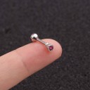 Boucle d'oreille piercing femme cartilage oreille Tige droite avec boule Petite décoration avec des zirconiums scintillants Métal fantaisie Design 21