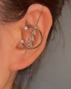 Boucle d'oreille pour femme avec un long fil le long de l'oreille Épingle décorative avec zirconiums Métal fantaisie Pour lobe percé et effet 9