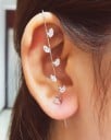 Boucle d'oreille pour femme avec un long fil le long de l'oreille Épingle décorative avec zirconiums Métal fantaisie Pour lobe percé et effet 15