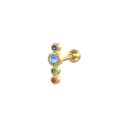 Boucle d'oreille puce pour femme avec des zirconiums scintillants Pour le lobe de l'oreille et le cartilage Forme décorative délicate Métal 17