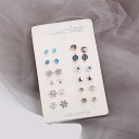 Boucles d'oreilles à clou pour femmes 12 paires G1133 4