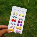 Boucles d'oreilles à clou pour femmes 12 paires G1319 4