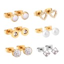 Boucles d'oreilles à clou pour femmes 6 paires G953 1