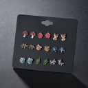 Boucles d'oreilles à clou pour femmes 9 paires 3