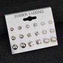 Boucles d'oreilles à clou pour femmes 9 paires 6