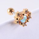 Boucles d'oreilles à clou pour femmes avec cristaux et zircons Ornement en forme de cœur, de tulipe ou d'éventail Tige avec boule à vis Bijoux 8