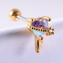 Boucles d'oreilles à clou pour femmes avec cristaux et zircons Ornement en forme de cœur, de tulipe ou d'éventail Tige avec boule à vis Bijoux 18