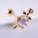 Boucles d'oreilles à clou pour femmes avec cristaux et zircons Ornement en forme de cœur, de tulipe ou d'éventail Tige avec boule à vis Bijoux 21