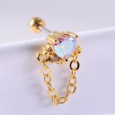 Boucles d'oreilles à clou pour femmes avec cristaux et zircons Ornement en forme de cœur, de tulipe ou d'éventail Tige avec boule à vis Bijoux 24