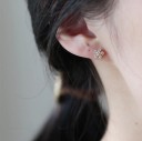 Boucles d'oreilles à clou pour femmes fleurs avec zircons G641 1