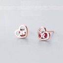 Boucles d'oreilles à clous en forme de cœur pour femmes R92 9
