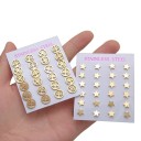 Boucles d'oreilles à clous pour femmes 12 paires G1213 2