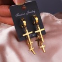 Boucles d'oreilles circulaires avec croix 6