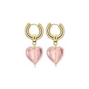 Boucles d'oreilles circulaires pour femmes avec cœur G677 5