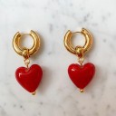 Boucles d'oreilles circulaires pour femmes avec cœur G677 3