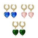 Boucles d'oreilles circulaires pour femmes avec cœur G677 2