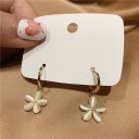 Boucles d'oreilles circulaires pour femmes avec fleur G828 6