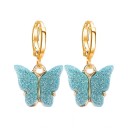 Boucles d'oreilles circulaires pour femmes avec papillon C1097 15