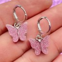 Boucles d'oreilles circulaires pour femmes avec papillon C1097 31