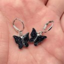 Boucles d'oreilles circulaires pour femmes avec papillon C1097 35