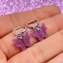 Boucles d'oreilles circulaires pour femmes avec papillon C1097 36