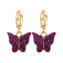 Boucles d'oreilles circulaires pour femmes avec papillon C1097 9