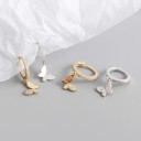 Boucles d'oreilles circulaires pour femmes avec papillon 2