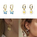 Boucles d'oreilles circulaires pour femmes avec pendentif G1019 3