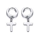 Boucles d'oreilles circulaires pour hommes avec croix 2
