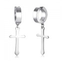 Boucles d'oreilles circulaires pour hommes avec croix 3