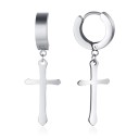 Boucles d'oreilles circulaires pour hommes avec croix 3