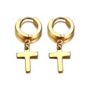 Boucles d'oreilles circulaires pour hommes avec croix 2