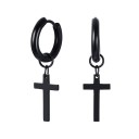 Boucles d'oreilles circulaires pour hommes avec croix 1