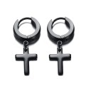 Boucles d'oreilles circulaires pour hommes avec croix 2