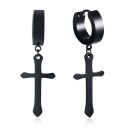 Boucles d'oreilles circulaires pour hommes avec croix 1