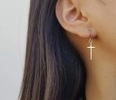 Boucles d'oreilles créoles pour femmes avec pendentif 4