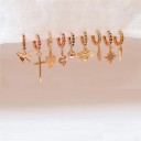 Boucles d'oreilles créoles pour femmes avec pendentif 3