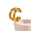 Boucles d'oreilles doubles en acier inoxydable 1,52 x 0,98 cm Cercle ton doré Clous modernes en acier chirurgical Design marqué 2