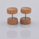 Boucles d'oreilles en bois pour hommes en forme de haltère J2104 6