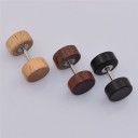Boucles d'oreilles en bois pour hommes en forme de haltère J2104 2