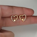 Boucles d'oreilles en forme de cœur pour femmes avec des zirconiums 1