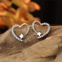 Boucles d'oreilles en forme de cœur pour femmes avec des zirconiums 4