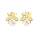 Boucles d'oreilles femme abeille avec perle 1