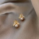 Boucles d'oreilles femme abeille avec perle 2