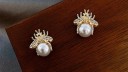 Boucles d'oreilles femme abeille avec perle 7