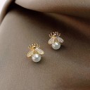 Boucles d'oreilles femme abeille avec perle 11