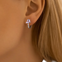 Boucles d'oreilles fleuries en argent sterling 925 pour femmes Motifs violets idéales pour un mariage, des fiançailles, une soirée et un usage quotidien 2