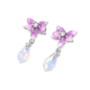 Boucles d'oreilles florales éblouissantes en argent sterling 925 pour femmes Bijoux en argent pour femmes Cadeaux orchidée symbole de beauté 3